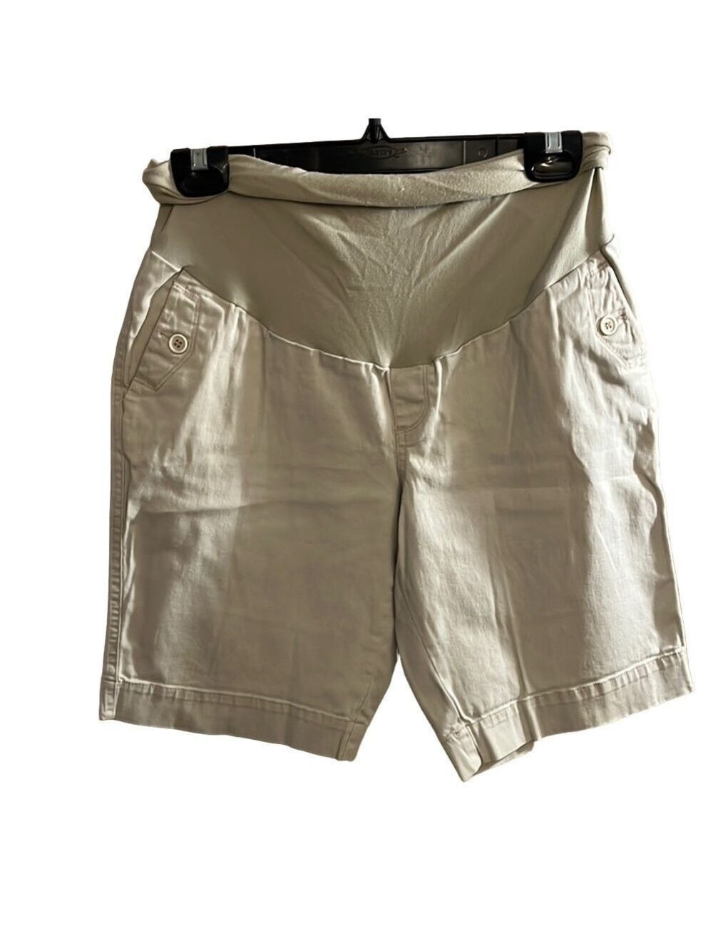 Motherhood Maternity Cream Bermudas Stretchy Waist